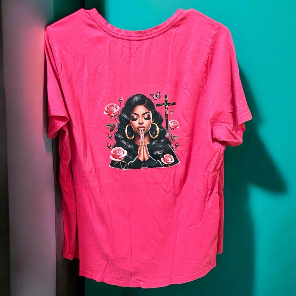 Terra & Sky Vibrant Pink Graphic Tee 1X handcrafted